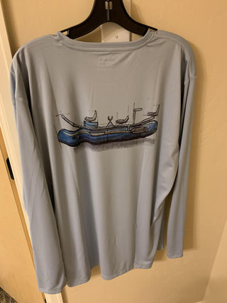 M'S SOLAR TECH TEE LS RAFT STEEL BLUE