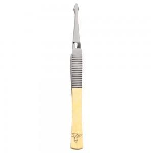 Bead Tweezer, 4", Self Closing, Gold & Satin, Straight