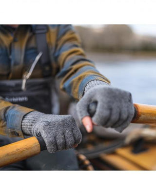 WOOL HALF FINGER MITT- STEEL