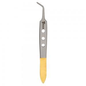 Bishop Tweezer, 4", Gold & Satin, Curved